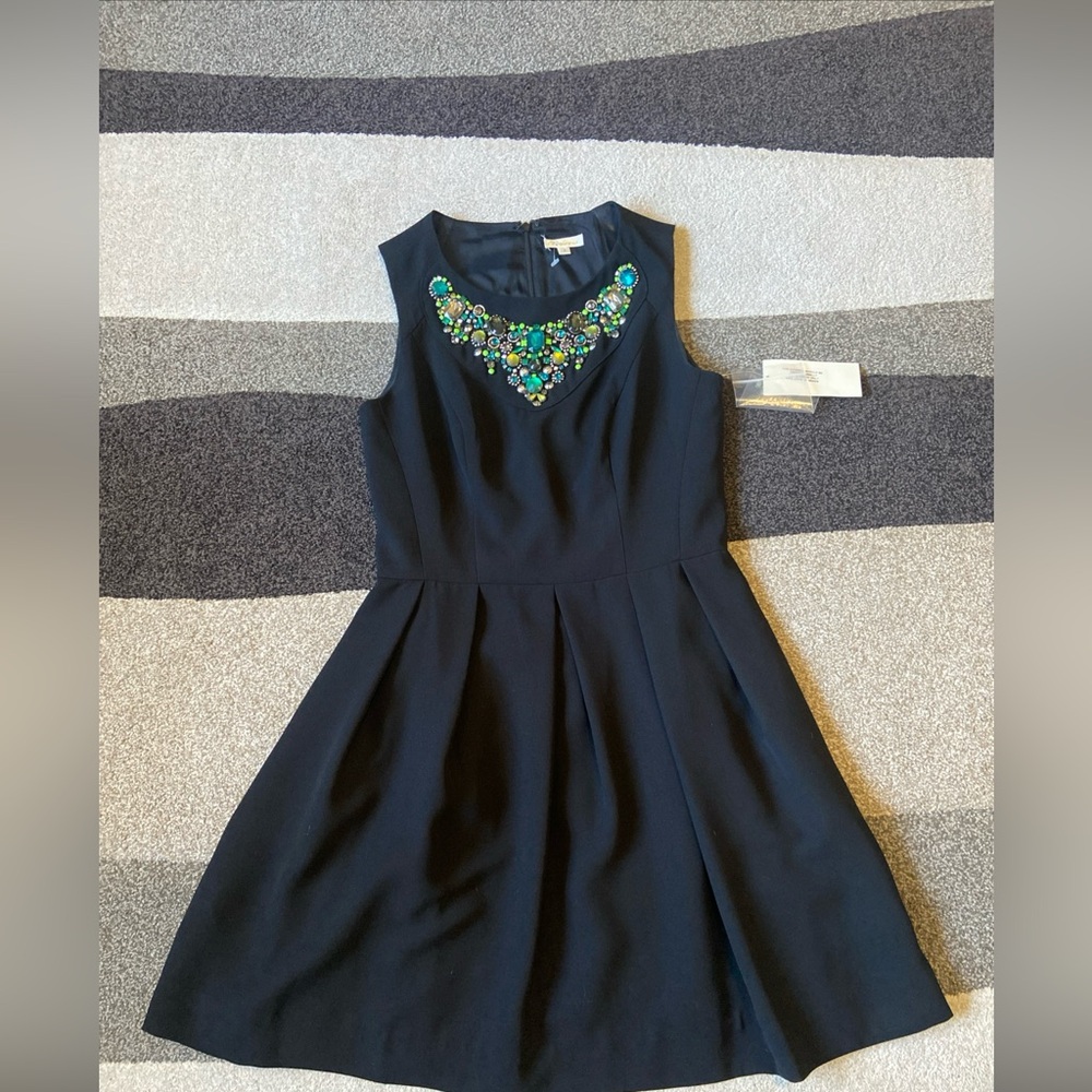 Shoshanna Women's Black Beaded Detail Midi Dress Size 4 New With Tags